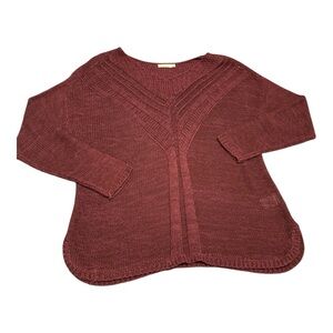 Reitmans Knit V-Neck Sweater Maroon Size 2X Plus Stretchy Warm Comfy Cozy Cute
